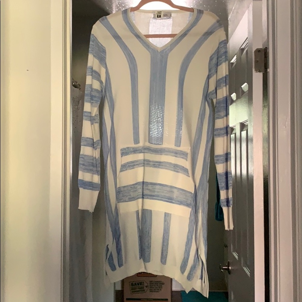 Blue and white dress